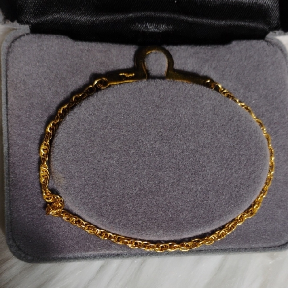 Vtg Christian Dior Gold Tone Rope Chain Bracelet Feat Designer Logo - Picture 7 of 13